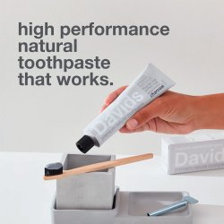 Naturlig Whitening tandkrm DAVIDS Charcoal+Peppermint 149g