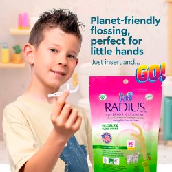 Tandtrd til Brn Kompostbar RADIUS EcoFlex Floss Picks 50 stk.