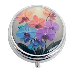 Pilleske Populre Blomster Rund Metal Pilleboks 