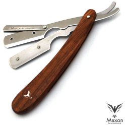 MAXON Deutschland barberhvel med trehndtak + DERBY barberblad + etui til barberhvel