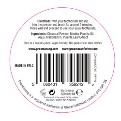 Tandkrmspulver GROOMARANG Aktivt Charcoal och Mint 15g