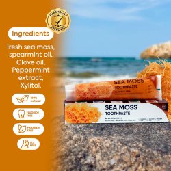 Xylitol Tandpasta YUNANI Sea Moss Peppermint &amp; Spearmint Fluorfri 184g
