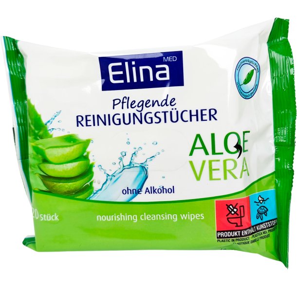 ELINA Plejende Renseservietter med Aloe Vera 20x21cm  20 stk.