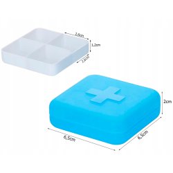 Liten och praktisk Bl� Pillerask - perfekt f�r v�skan, fickan och resan