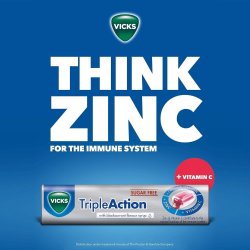 VICKS Triple Action Think Zinc 42g - Med solb�rsmag, menthol, zink &amp; vitamin C