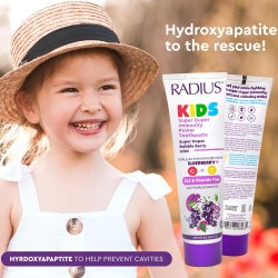 Naturlig Hydroxyapatit Barnetannkrem RADIUS Kids Super Duper Immuni-Power Bubble Berry Mint – 71 g
