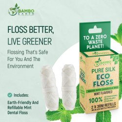 Bamboo Earth Pure Silk Eco Floss Refill � naturlig tandtr�d med mint - 2 � 30 meter
