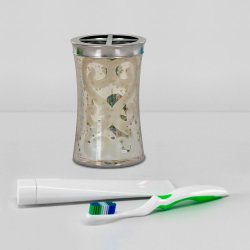 Tandbrsteholder Nu Steel Mercury Glas &amp; Rustfrit Stl