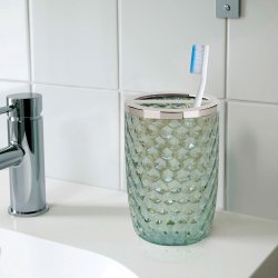 Tandbrsteholder Nu Steel Sea Glass Green Lustre Glass &amp; Steel