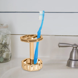 Tandbrsteholder Nu Steel Glitz Gold Resin