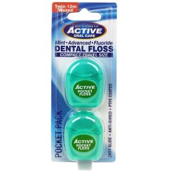 Tandtrd PTFE Vokset Active Oral Care Fluor 2 x 12 mtr.