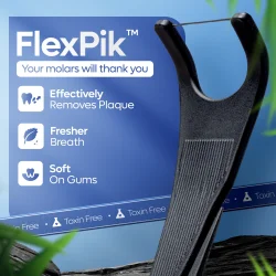 SmartLifEco FlexPik Charcoal Flosspicks � Effektiv tanntr�d med aktivt kull (50 stk.)