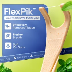 SmartLifEco FlexPik Mint Floss Picks � Bærekraftig tanntråd med frisk mintsmak (50 stk.)