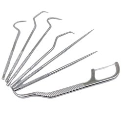 Dentala instrument 7 delar + behllare i rostfritt stl