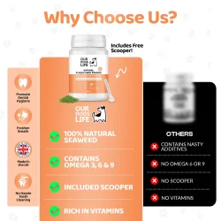 Our Dogs Life Natural Plaque Away Powder 500 g � Effektiv hj�lp mot plack, tandsten och d�lig andedr�kt hos hundar