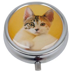 Pilleske Katte Rund Pilleboks Metal