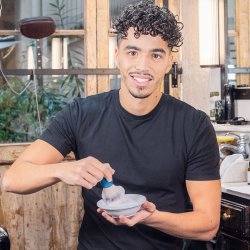 Barberskl + Naturlig Barbersbe Big Moustache Emaljeskl