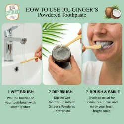 Dr. Ginger's Powdered White Charcoal &amp; Hydroxyapatite Coconut Mint � Tandpoeder met wit actieve kool (36g)