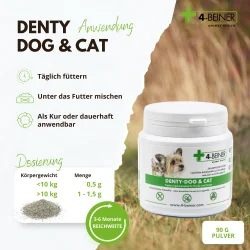 4-Beiner DENTY Dog &amp; Cat � Naturligt tandplejepulver til hunde og katte 90 g