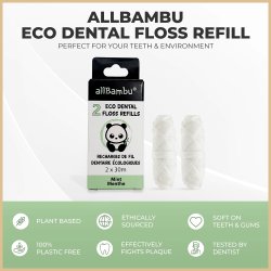 Bredygtig Tandtrd AllBambu Mint Refill 2 x 30 mtr.