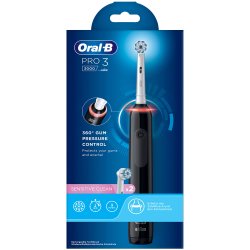 Oral-B Pro 3 3000 Sensitive eltandborste + extra borsthuvud SVART