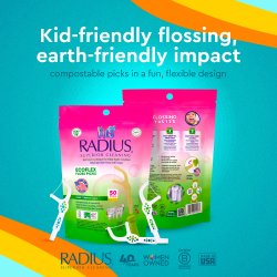 Tandtrd til Brn Kompostbar RADIUS EcoFlex Floss Picks 50 stk.