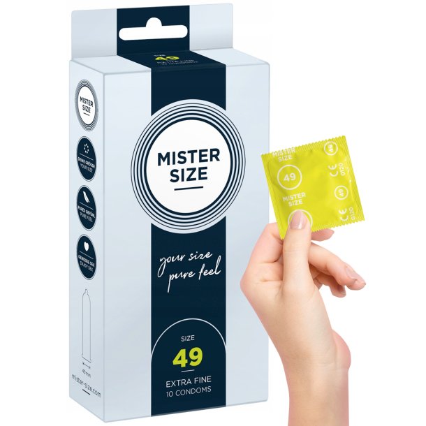 Mister Size Kondomit Pure Feel 10 kpl XS-XXXL 49 mm - S