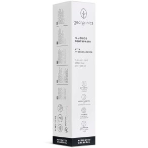 Naturlig Hydroxyapatit tandkrm GEORGANICS aktivt Charcoal och fluor 75 ml