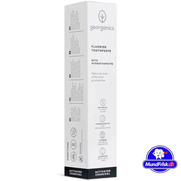 Natürliche Hydroxylapatit-Zahnpasta GEORGANICS Charcoal &amp; Fluorid 75 ml
