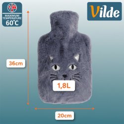 VILDE Varmedunk 1,8 L med bl�dt plysbetr�k � Kattemotiv