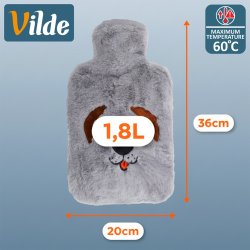 VILDE Varmedunk 1,8 L med bl�dt plysbetr�k � Hundemotiv