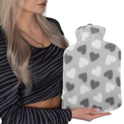 W�rmflasche 1,7 ltr. - Grau mit Herzen