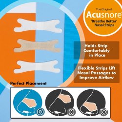 Snorkeplastre ACUSNORE Breathe Better Nasal Strips 30 stk.