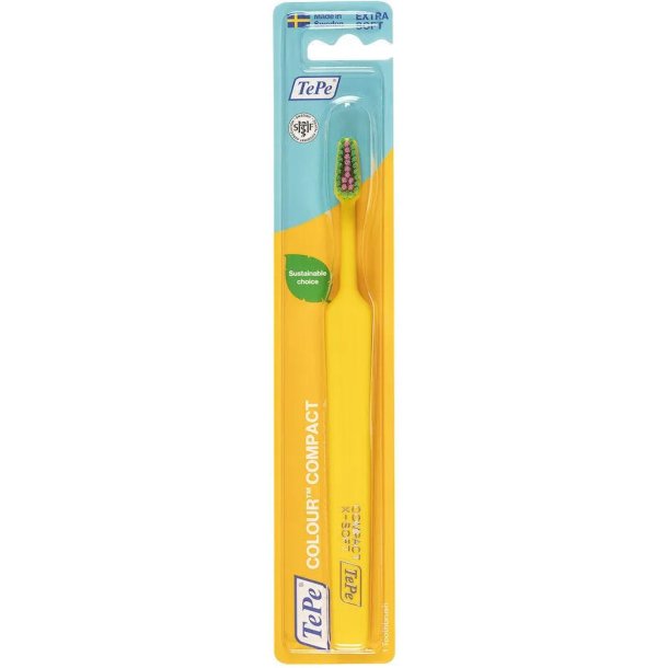 TePe Colour Compact Extra Soft Tandb�rste � ekstra sk�nsom pleje i kompakt format GUL