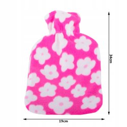 V�rmedyna 1.7 ltr. med mjukt fleece�verdrag � rosa med blommor