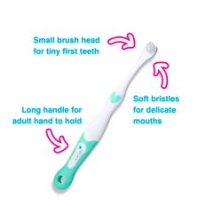 BRUSH-BABY Tandb�rste 0�18 m�neder 1 stk. - Ekstra bl�d tandb�rste til de allerf�rste t�nder