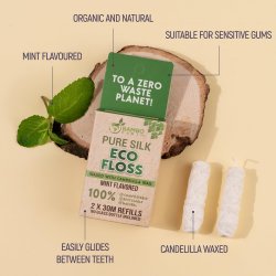 Bamboo Earth Pure Silk Eco Floss Refill � naturlig tandtr�d med mint - 2 � 30 meter