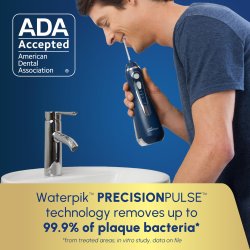 Waterpik Cordless Advanced 2.0 kabellose Munddusche blau mit 3 Druckstufen
