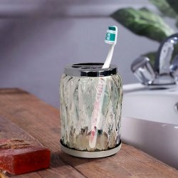 Tandbrsteholder NU Steel Klart glas med skinnende stl 