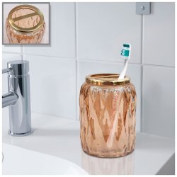 Tandbrsteholder NU Steel Amber Glas &amp; Guldfarvet Stl