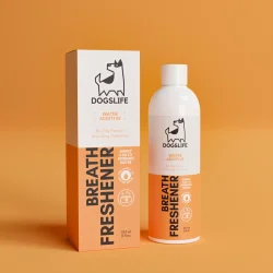 Our Dogs Life Breath Freshener � Vattentillsats f�r hundar mot d�lig andedr�kt och tandbel�ggning � 237 ml