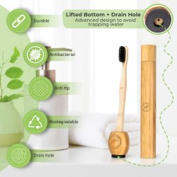 Bambu tandborste + fodral + hllare SMARTLIFECO Travel Kit