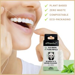 Bredygtig Tandtrd AllBambu Mint Refill 2 x 30 mtr.