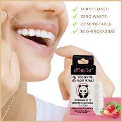 Bredygtig Tandtrd AllBambu Strawberry Refill 2 x 30 mtr.