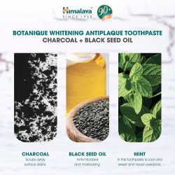 Himalaya Tandpasta Botanique Whitening Antiplaque Charcoal &amp; Black Seed Oil 113g