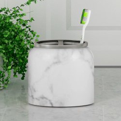 Nu Steel Tandbrsteholder Slv Marmor Finish