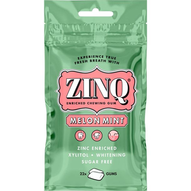 Xylitol Tuggummi Dlig andedrkt ZINQ Melon Mint 22 st.