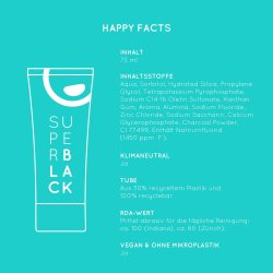 Charcoal Tandkrm Happybrush SuperBlack 75 ml