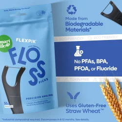 SmartLifEco FlexPik Charcoal Flosspicks � Effektiv tanntr�d med aktivt kull (50 stk.)