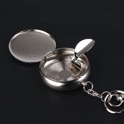 Lomme askebeger nkkelring rund rustfritt stl